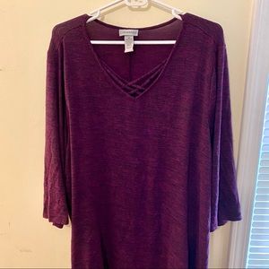 Catherines Purple 3/4 Sleeve Blouse